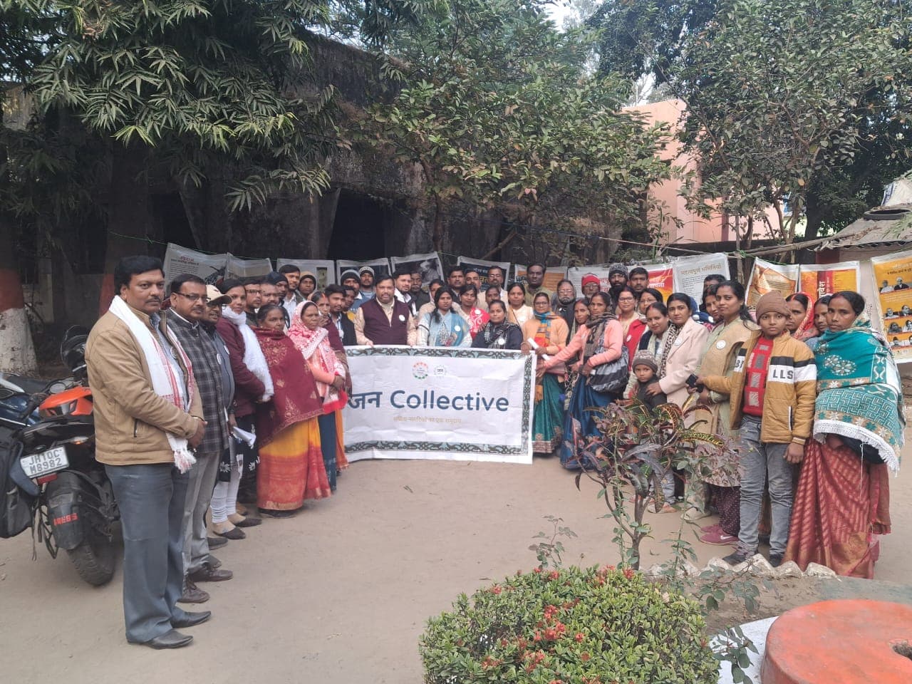 Community members participating in a constitutional awareness program in rural Jharkhand